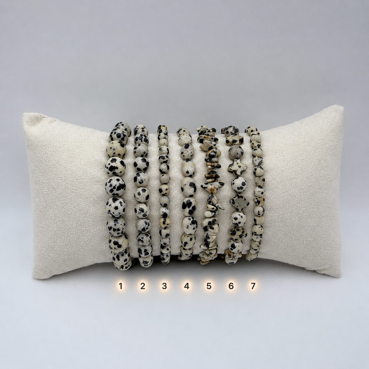 Dalmatiner-Jaspis Naturstein-Perlenarmband